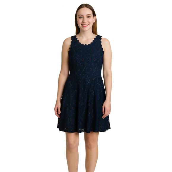 City Studio Junior Sleeveless Lace Fit & Flare Dress - Navy Blue Size 13 - Picture 1 of 6
